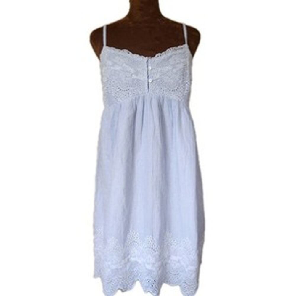 Tabitha Webb Anthropologie Blue Cotton Lace Babydoll Dress Size M Cottagecore